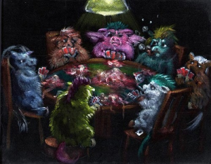Fluffies Playing Poker by Janet Brusselbach
