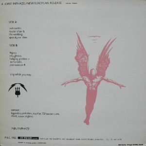 The back cover of the 1982 original issue on In Phaze/New European Records.