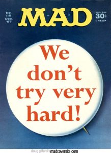 MAD #115 cover we don't try very hard button