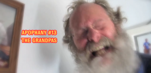 old man, screaming, with a bushy beard. red and yellow lettering that reads APOPHANY #13 is to the left of his head.